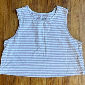 Universal Thread White and Lavender Boxy Crop Tank Top Size Large